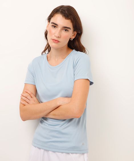blusa básica manga curta esportiva ace preta - azul claro