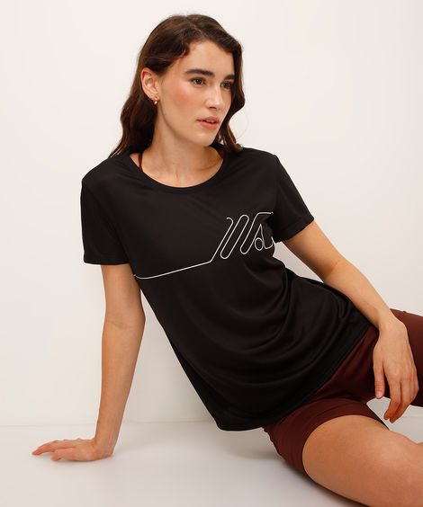 camiseta esportiva manga curta preta