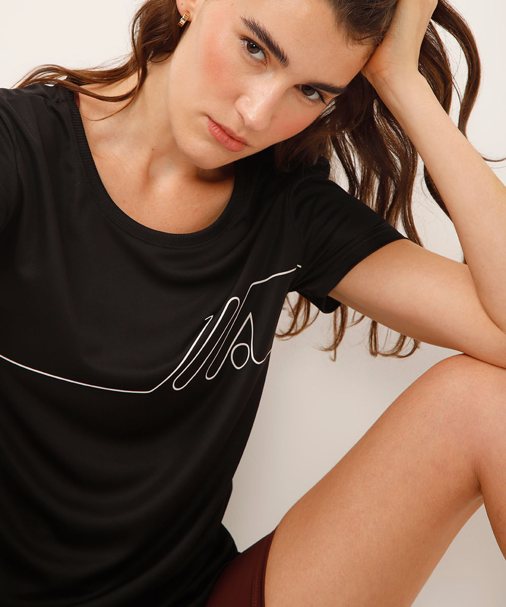 camiseta manga curta esportiva ace preta