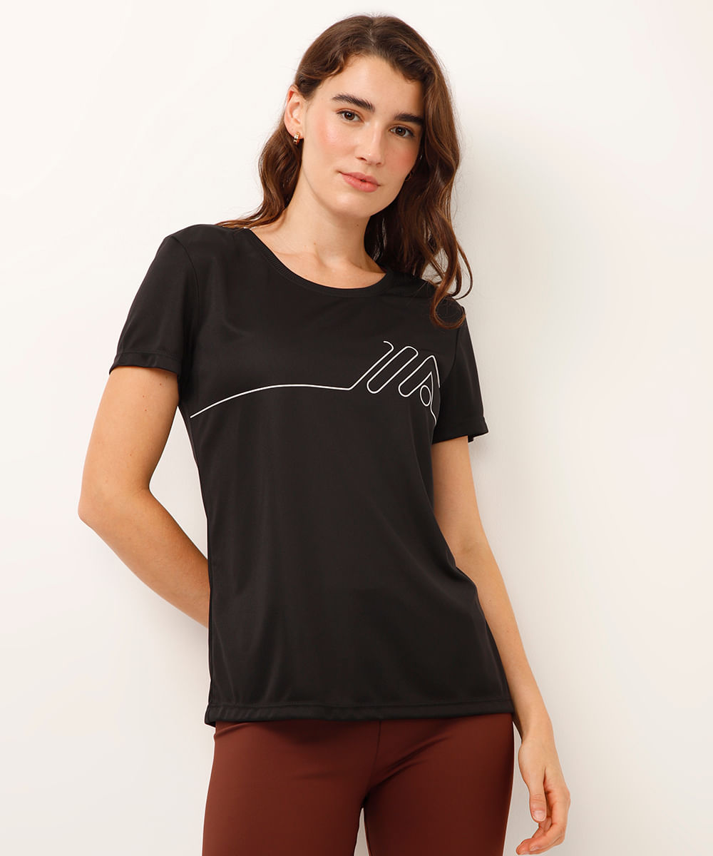 camiseta manga curta esportiva ace preta