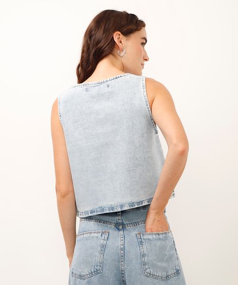regata jeans com brilhos azul