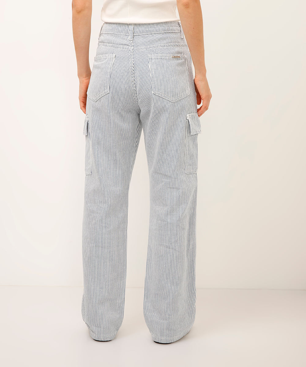 calça cargo de sarja listrada sawary azul