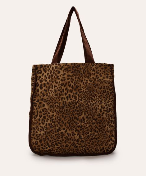 bolsa shopper animal print marrom