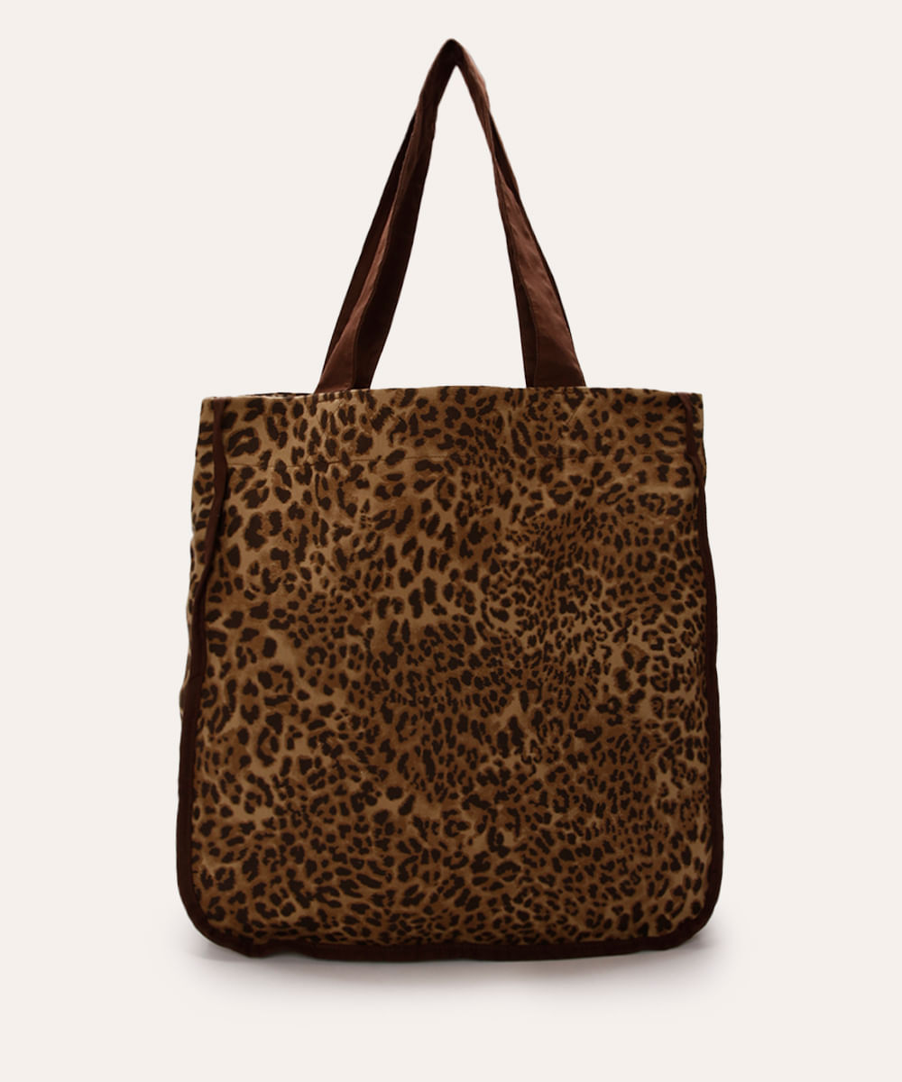 bolsa shopper animal print marrom