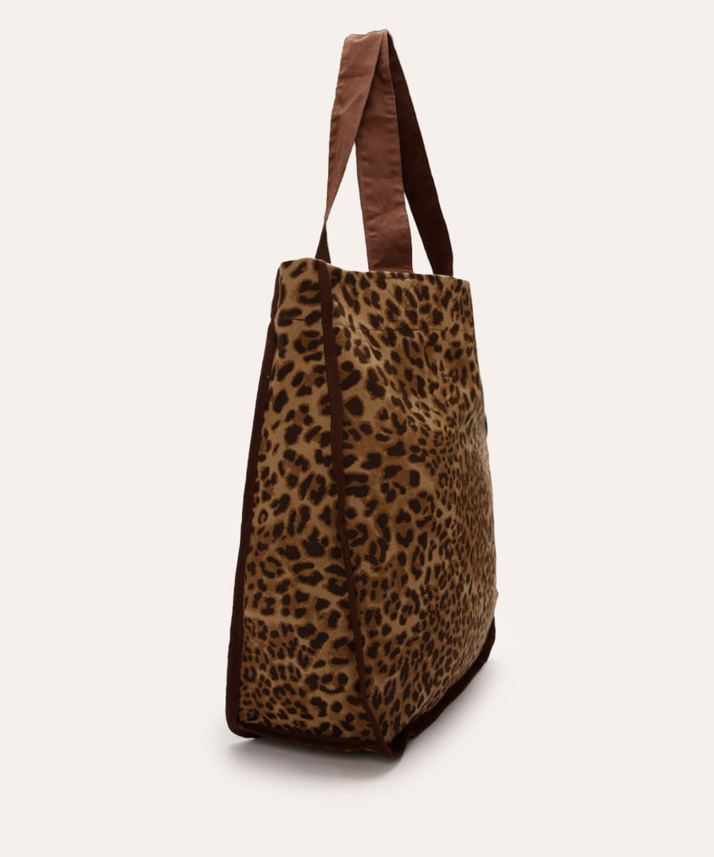 bolsa shopper animal print marrom