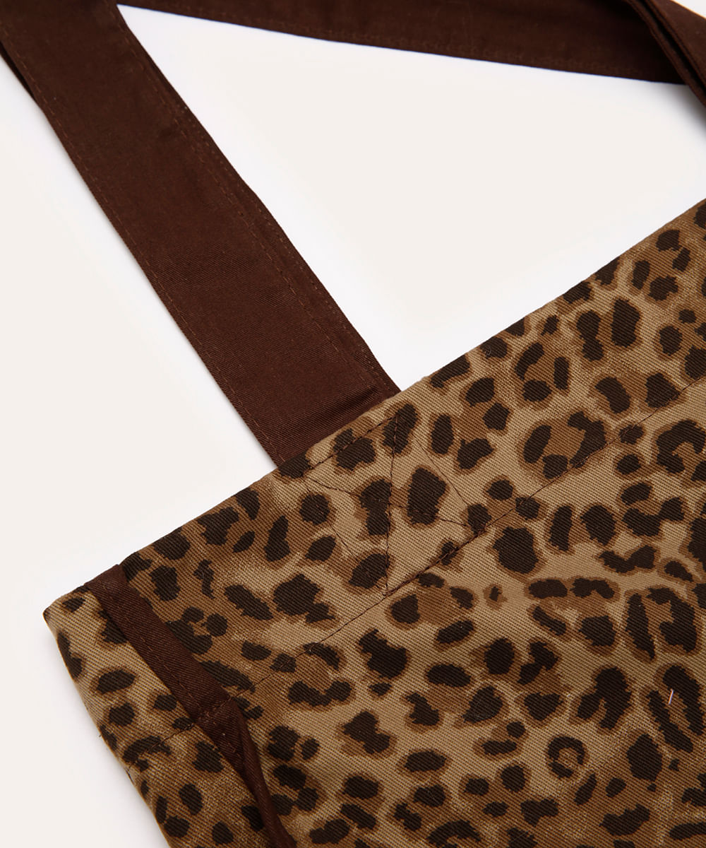 bolsa shopper animal print marrom