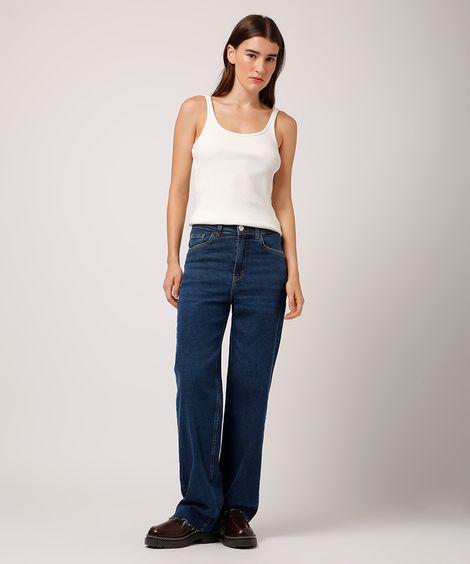 calça reta new york jeans barra a fio mindset azul