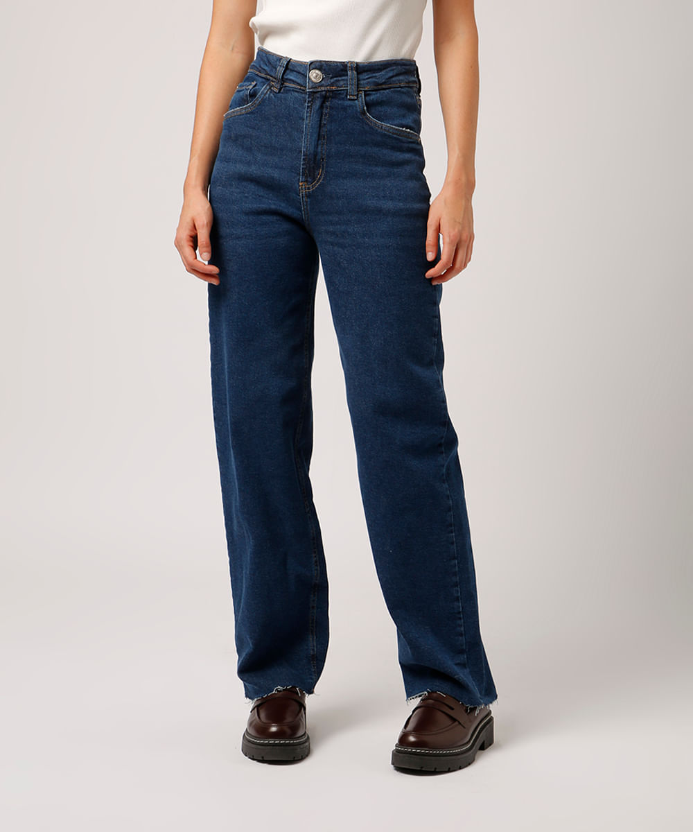 calça reta new york jeans barra a fio mindset azul