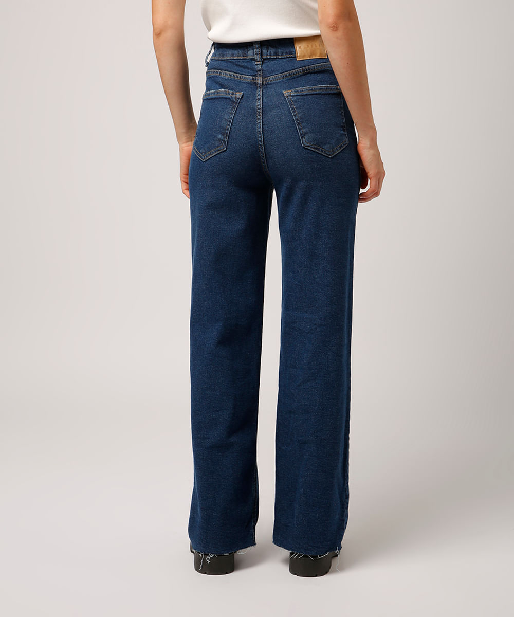 calça reta new york jeans barra a fio mindset azul