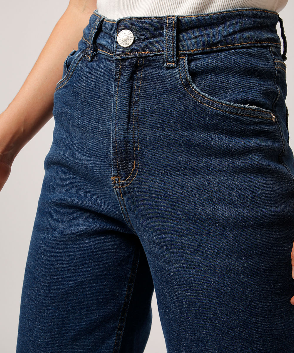 calça reta new york jeans barra a fio mindset azul