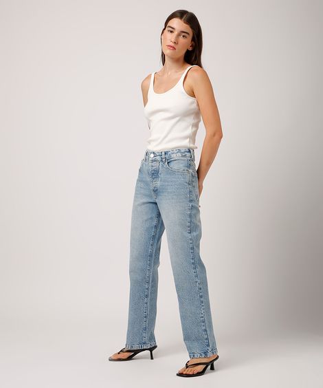 calça jeans reta mindset azul