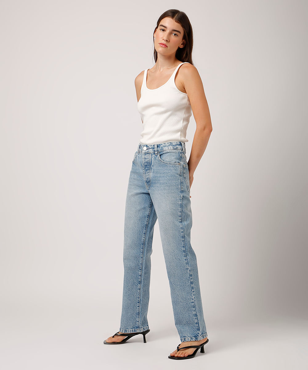 calça jeans reta mindset azul