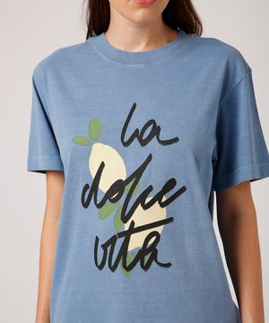 camiseta de algodão la dolce vita mindset azul