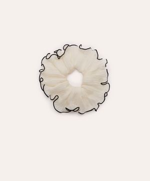 elástico de cabelo scrunchie plissado mindset off white