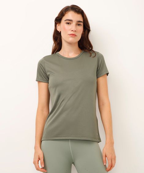 blusa básica manga curta esportiva preta - verde escuro