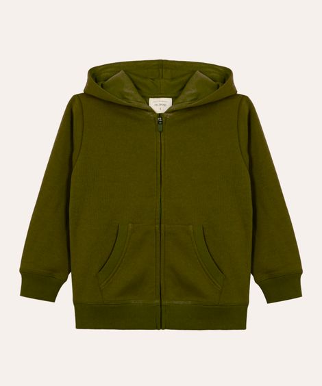 blusão infantil de moletom com zíper verde