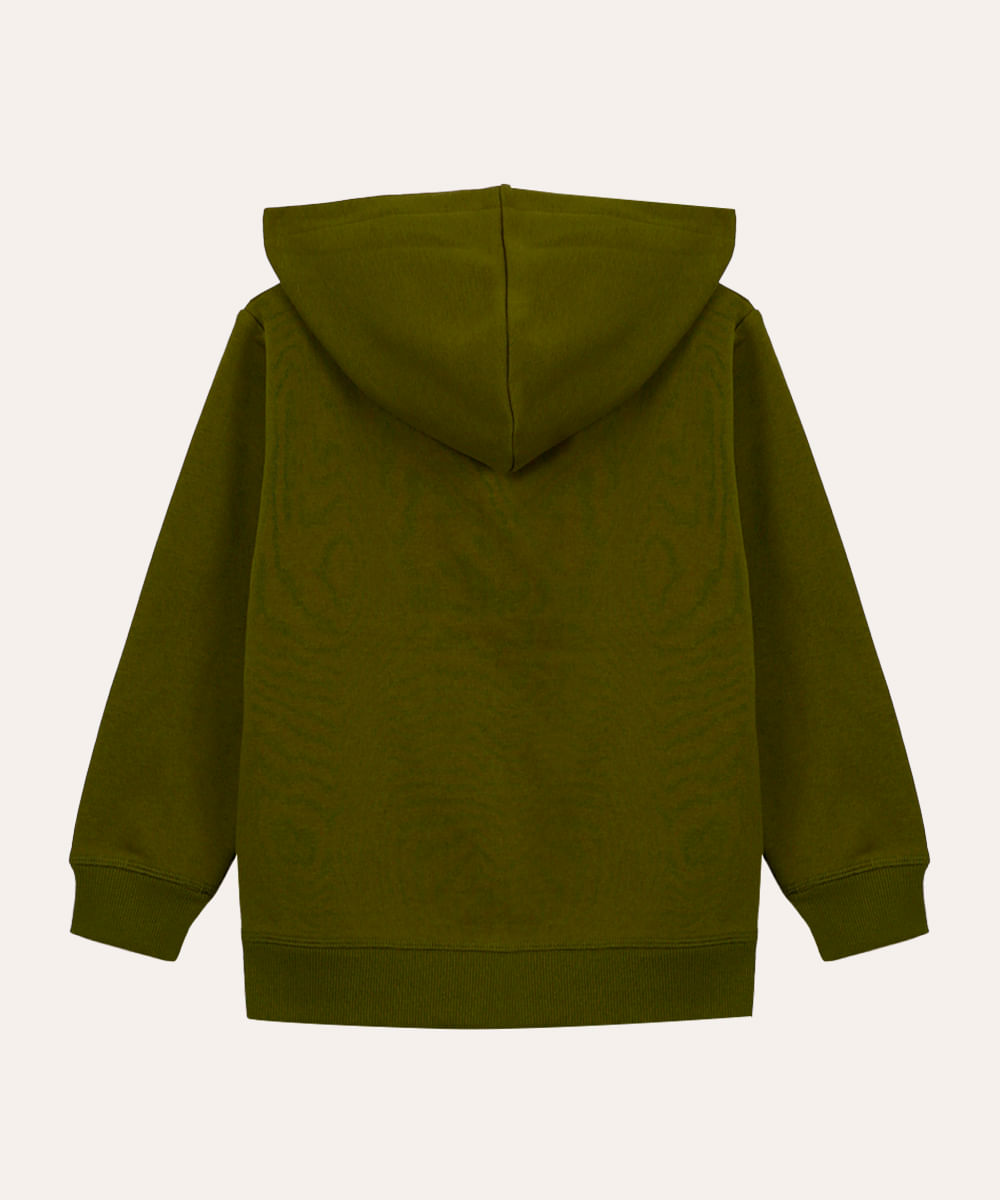 blusão infantil de moletom com zíper verde