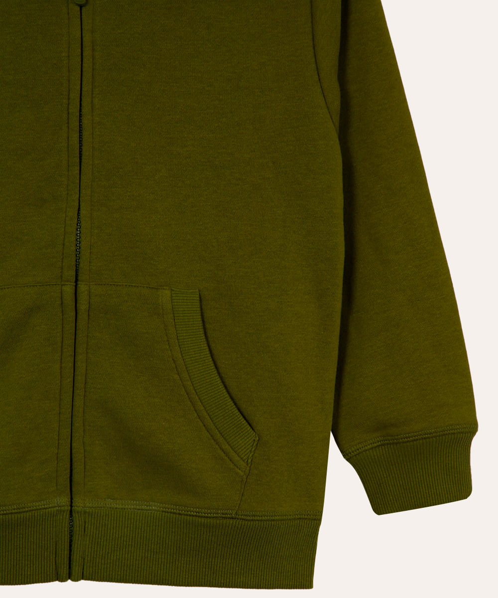 blusão infantil de moletom com zíper verde