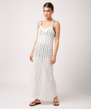 vestido longo de tricot mindset branco