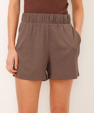 short curto cós com elástico texturizado cinza