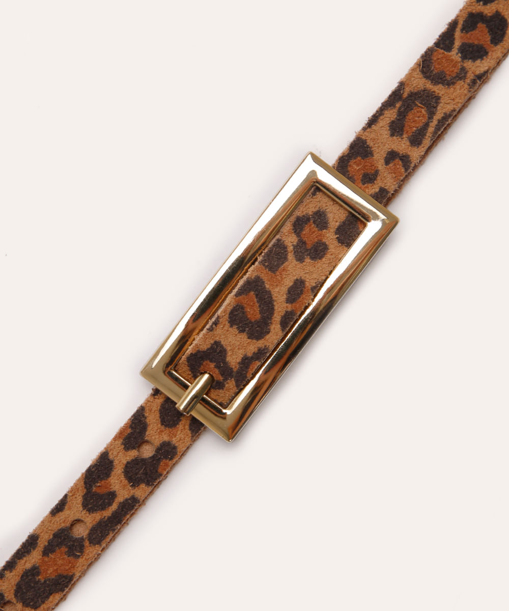 cinto fino de couro animal print mindset colorido