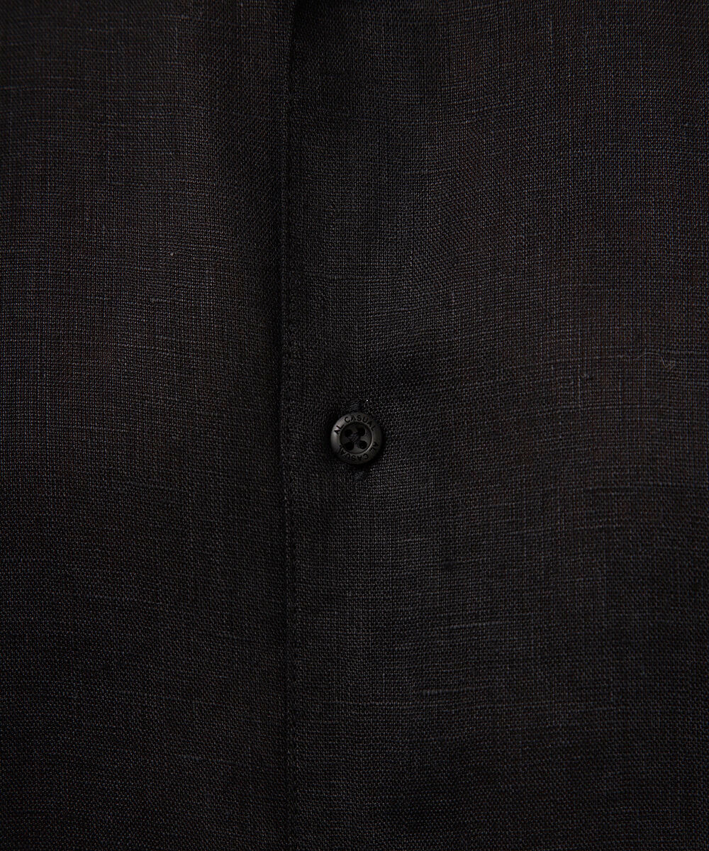 camisa de linho manga curta preta