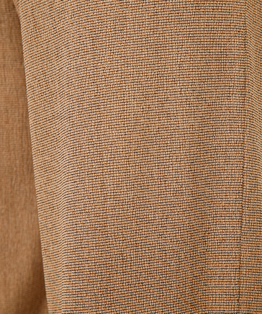 calça pantalona texturizada bege