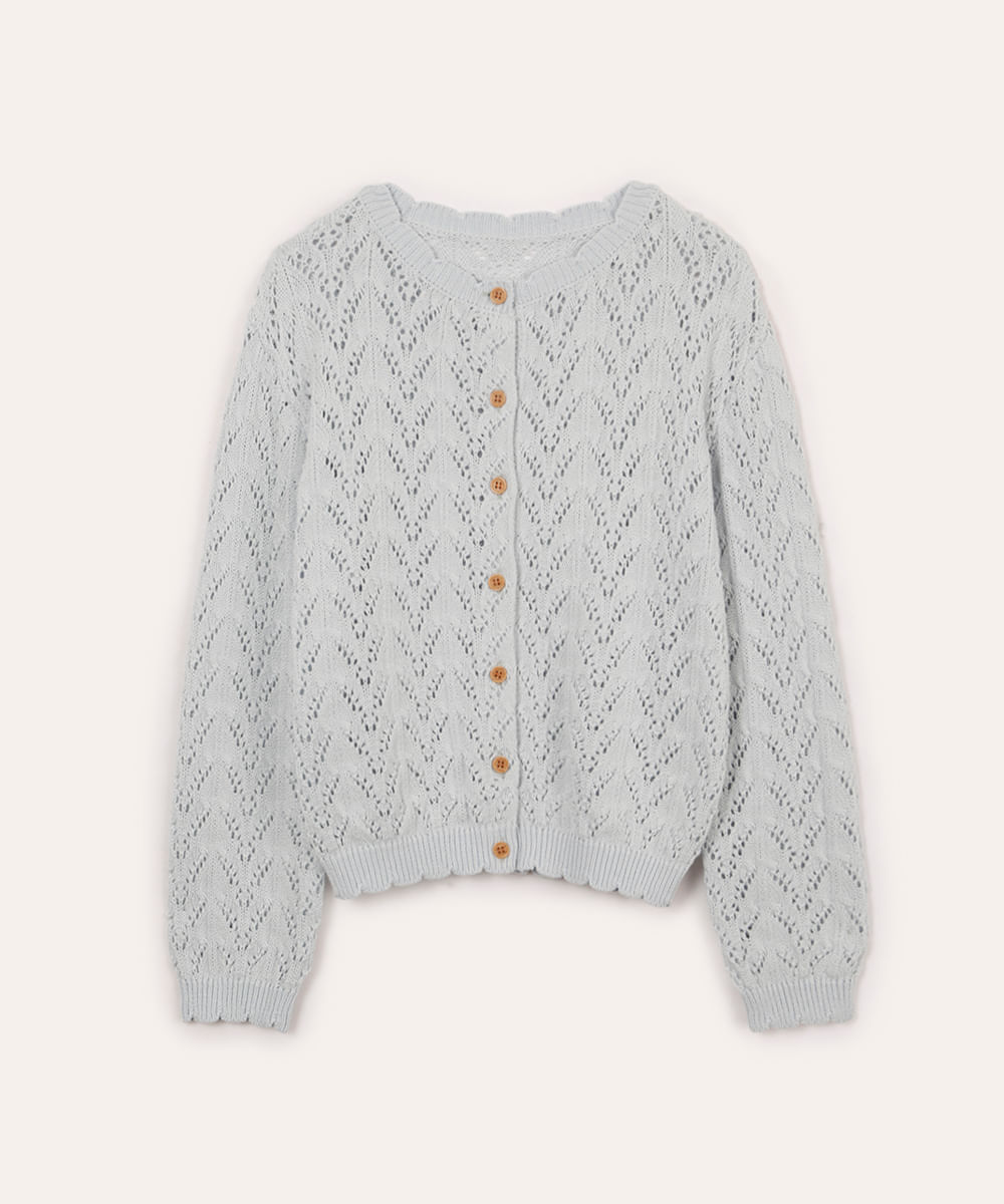 cardigan infantil de tricot azul
