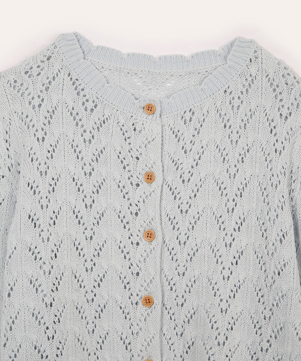 cardigan infantil de tricot azul