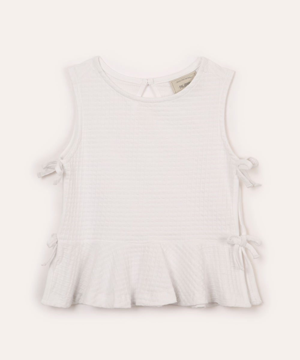 regata infantil de algodão texturizada off white