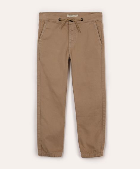 calça de sarja infantil com cordão bege