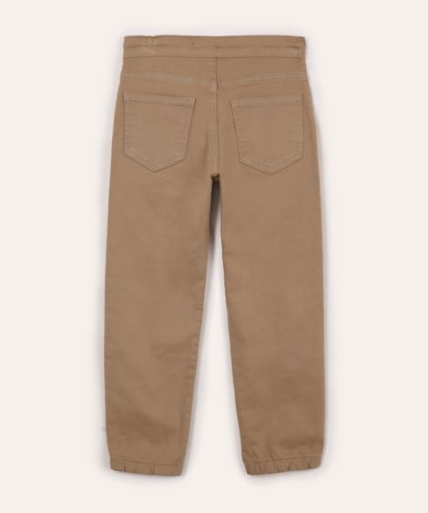calça de sarja infantil com cordão bege