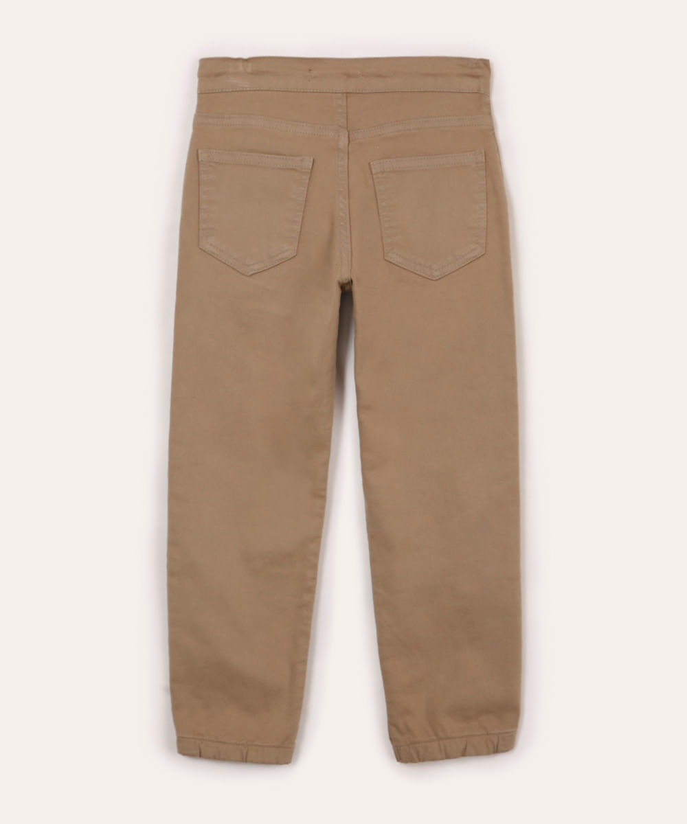 calça de sarja infantil com cordão bege