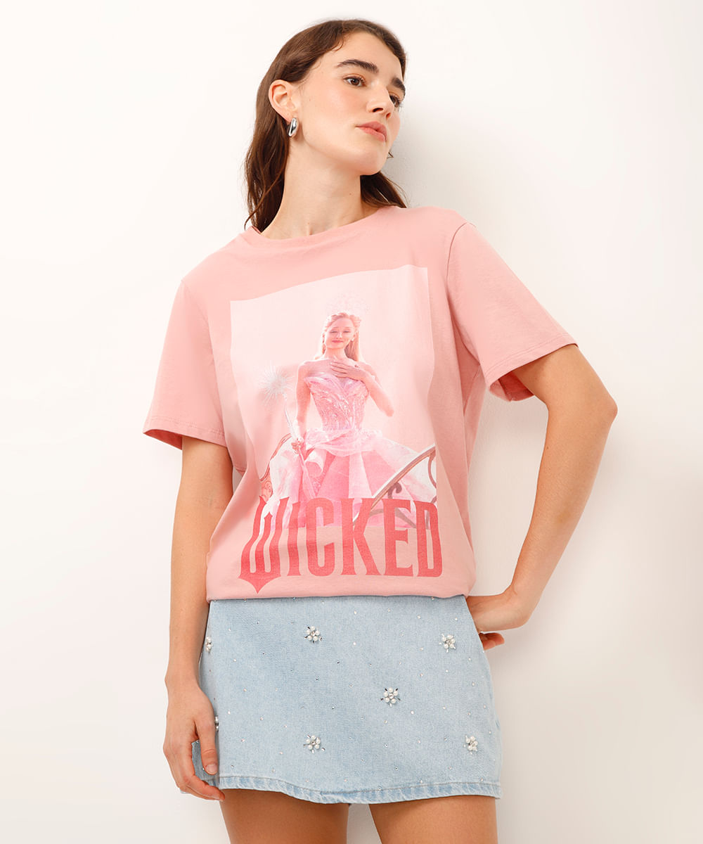 camiseta de algodão wicked rosa
