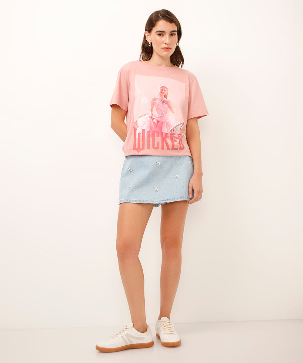 camiseta de algodão wicked rosa