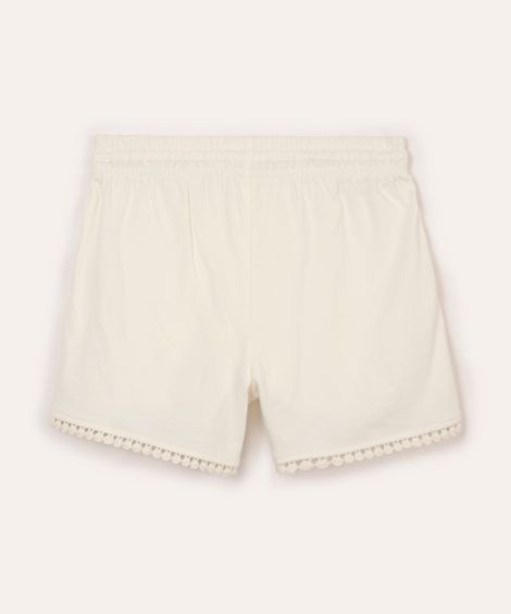 short infantil de algodão com laise off white