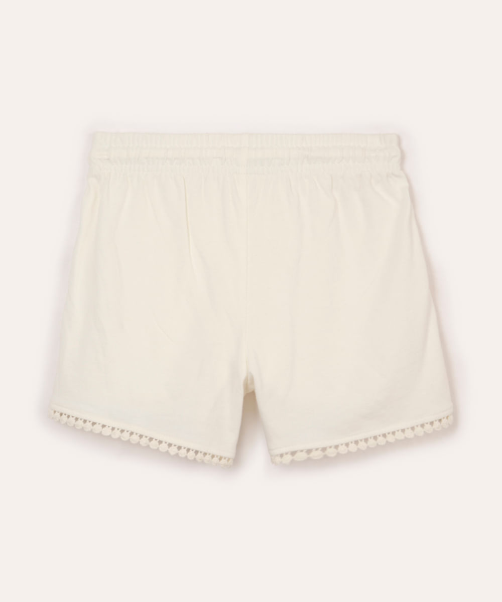 short infantil de algodão com laise off white