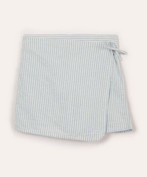 short saia infantil de algodão listrado azul