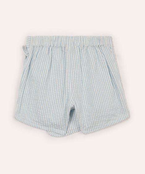 short saia infantil de algodão listrado azul