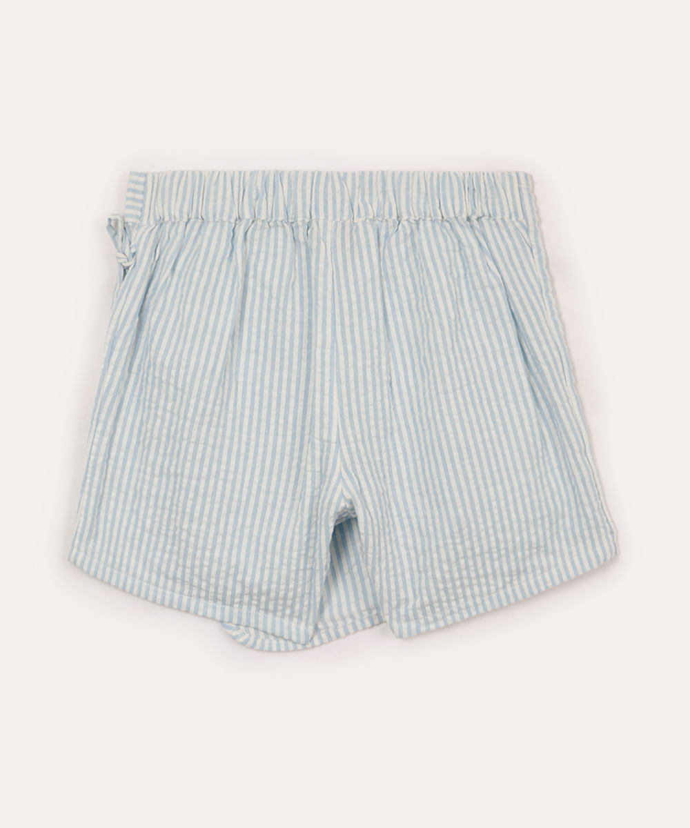 short saia infantil de algodão listrado azul