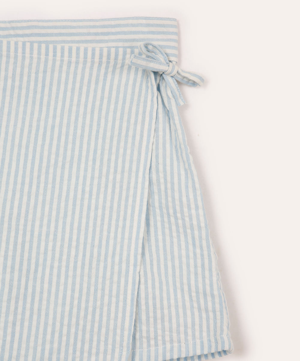 short saia infantil de algodão listrado azul