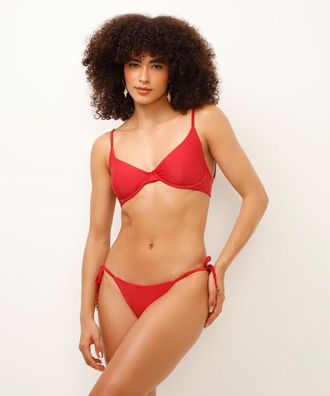 biquíni calcinha tanga com amarração vermelho