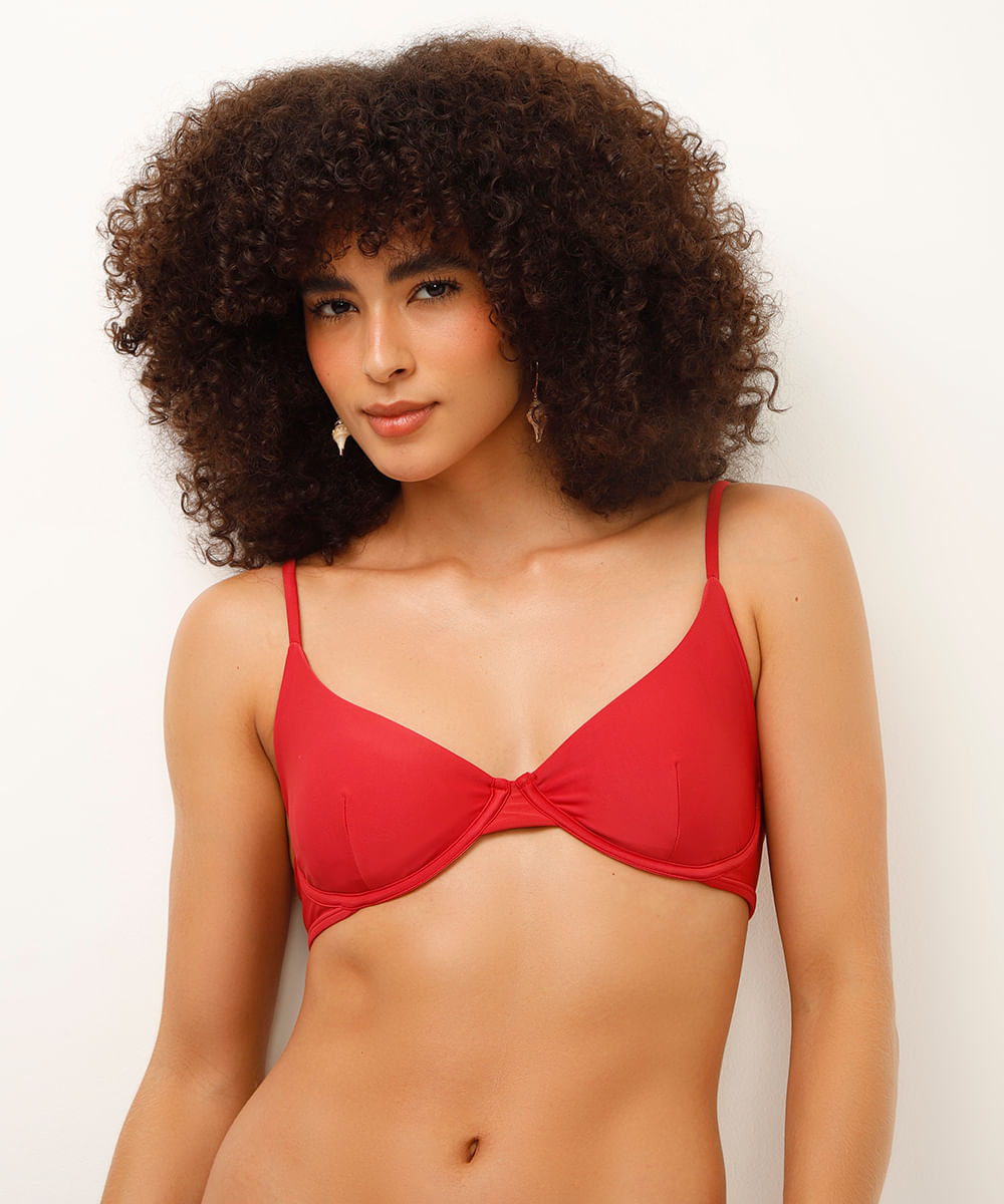 biquíni top meia taça vermelho