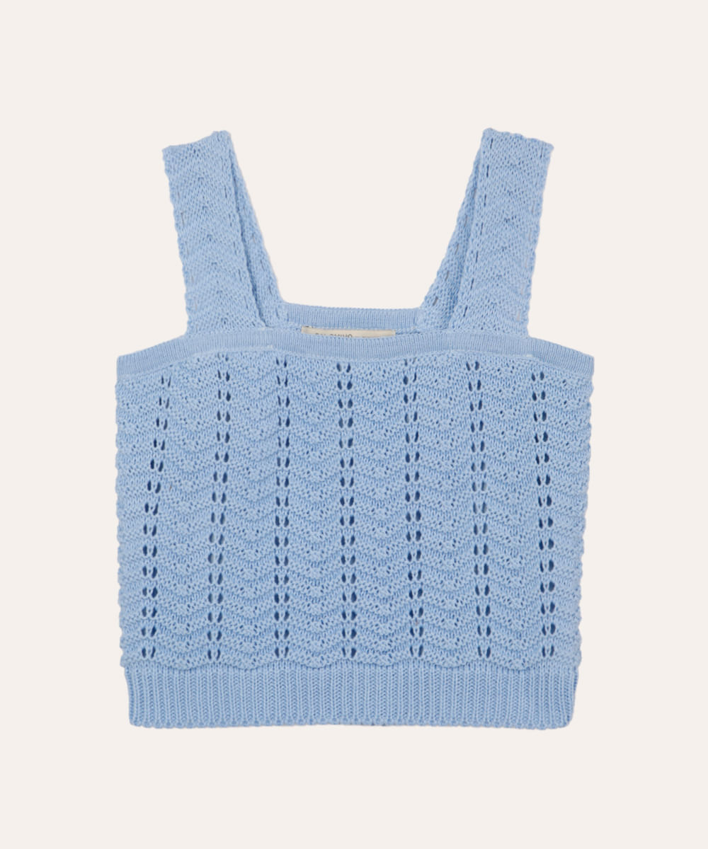 cropped infantil de tricot azul