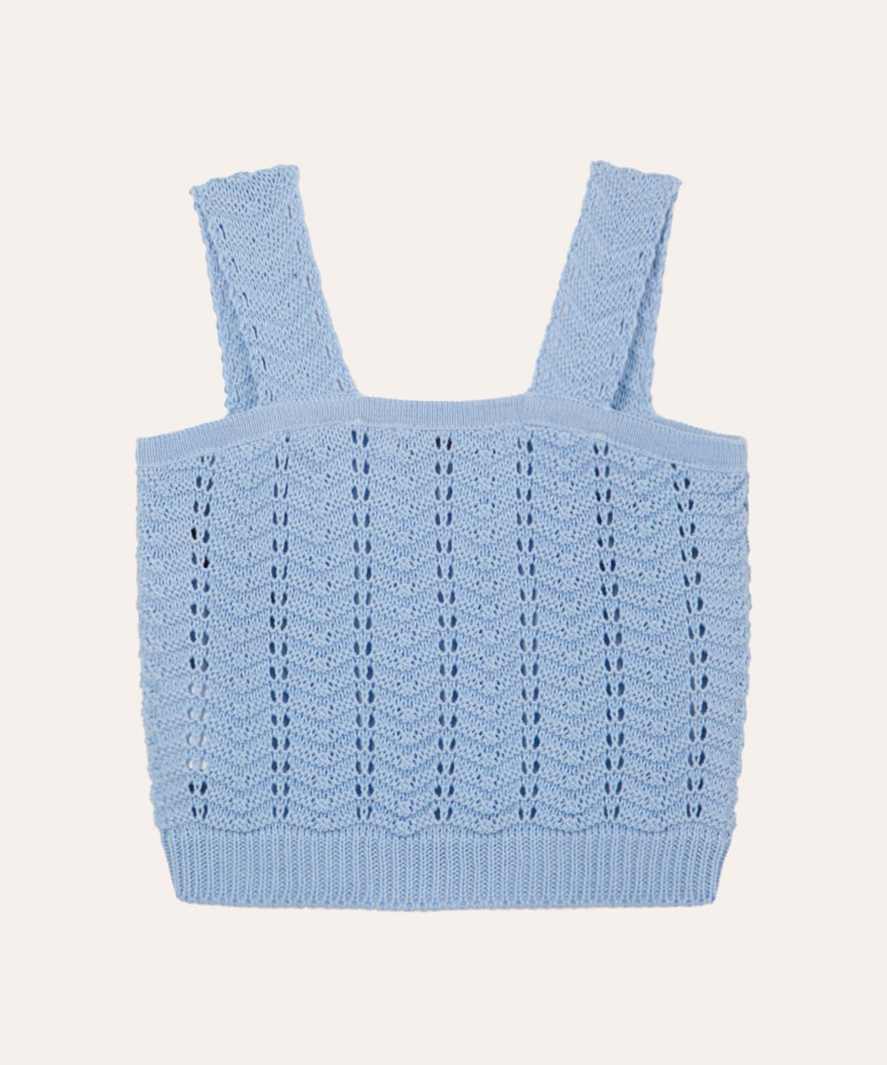 cropped infantil de tricot azul