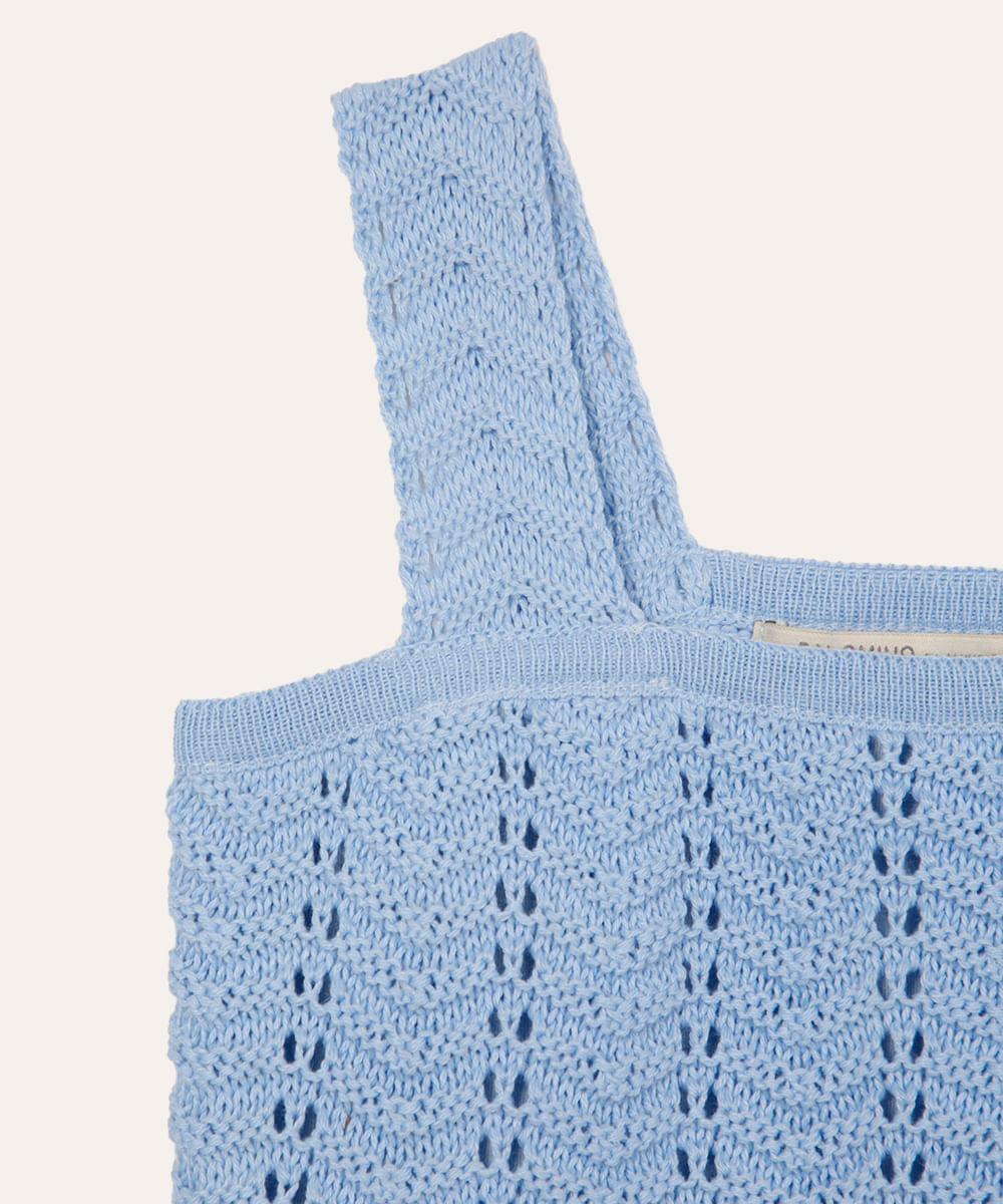 cropped infantil de tricot azul
