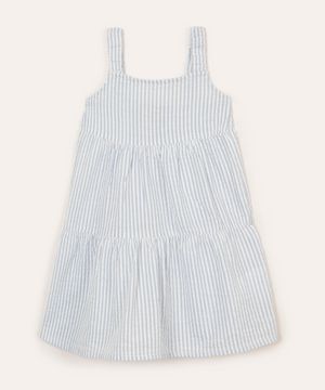 vestido infantil de algodão listrado azul