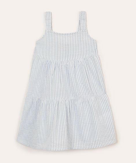 vestido infantil de algodão listrado azul
