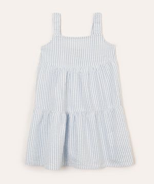 vestido infantil de algodão listrado azul