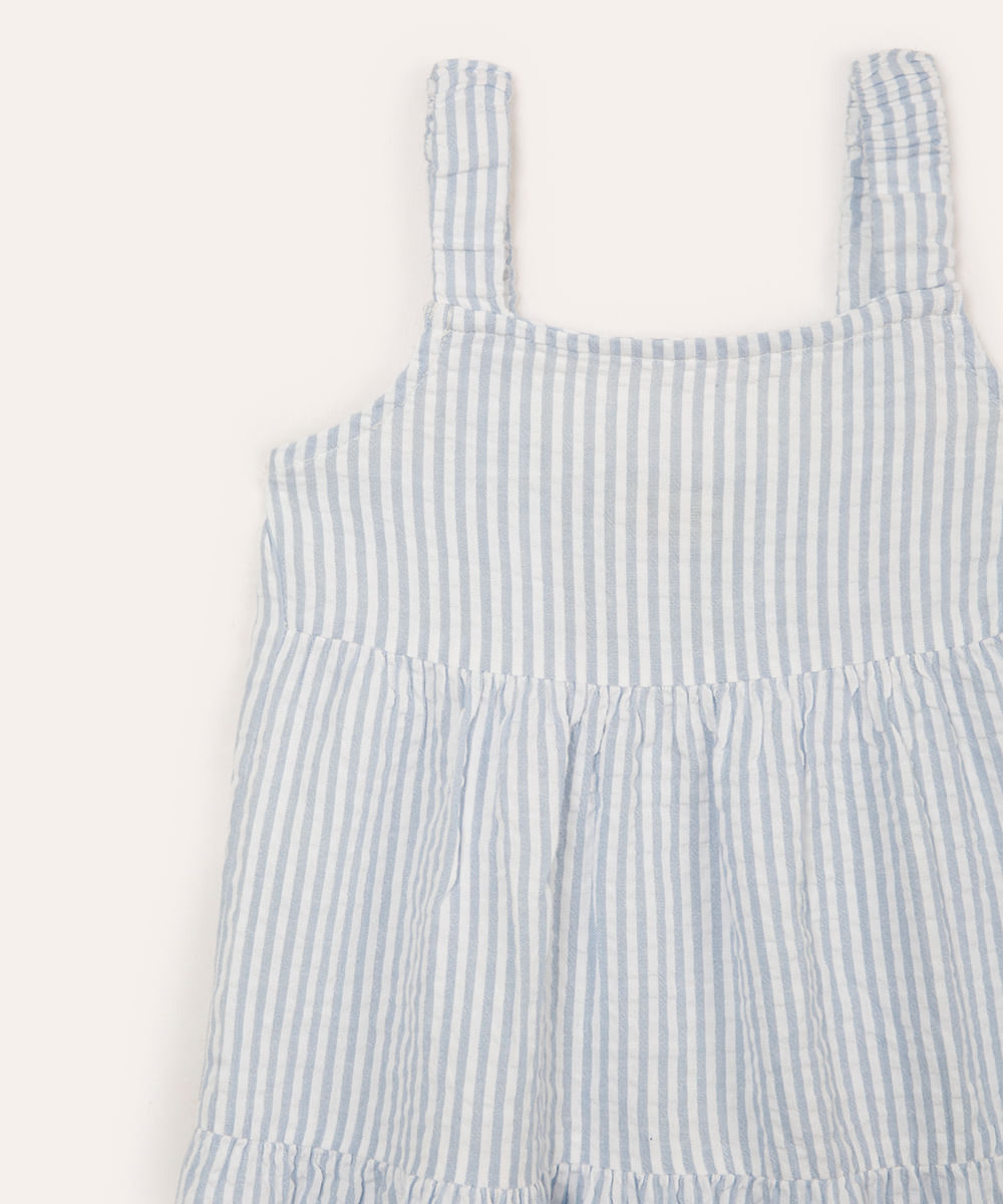 vestido infantil de algodão listrado azul